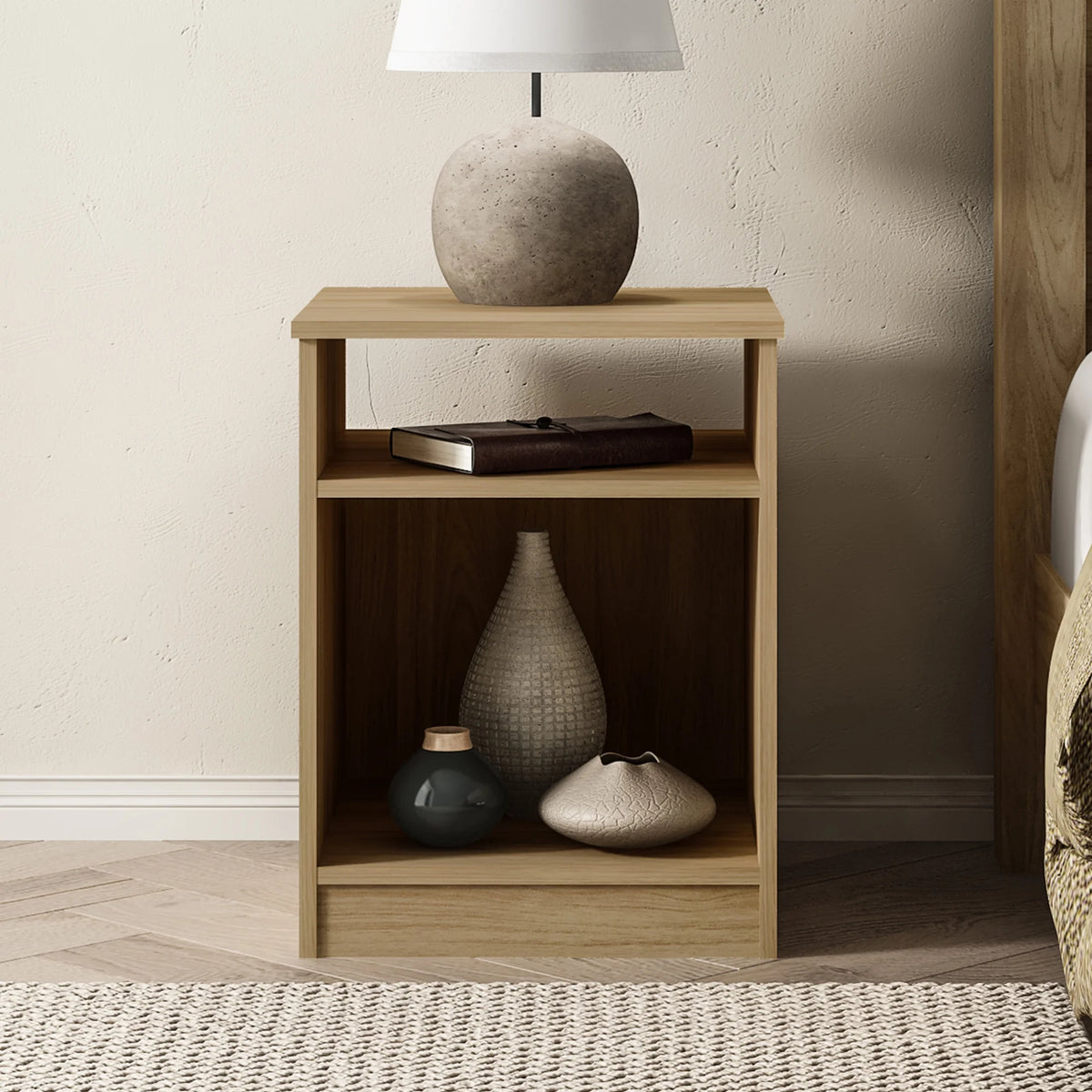 White Open Shelf Nightstand X3504