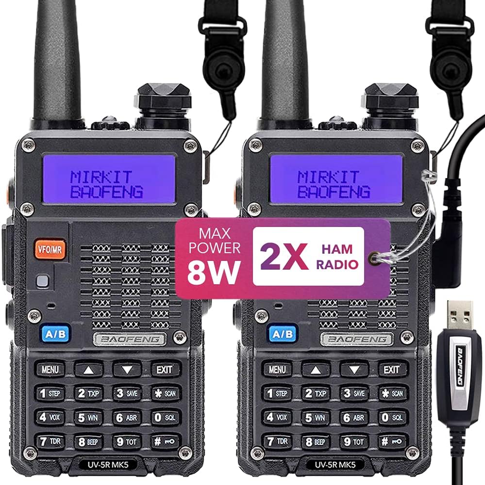 4X Ham Radios 8 Watt Max Power with Lanyards 1800 mAh Li-ion Battery and Programming Cable L339934