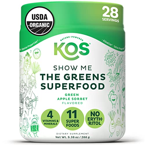 Organic Super Greens Powder with Spirulina, Chlorella & Wheatgrass, 28 Servings F5704