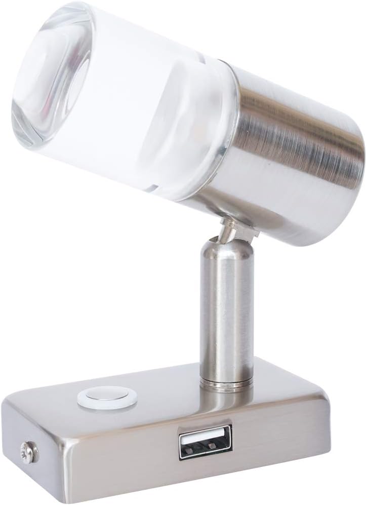 12V LED RV Interior Reading Light 3W with USB Port Touch Switch Dimmable Warm Two Pack M849156