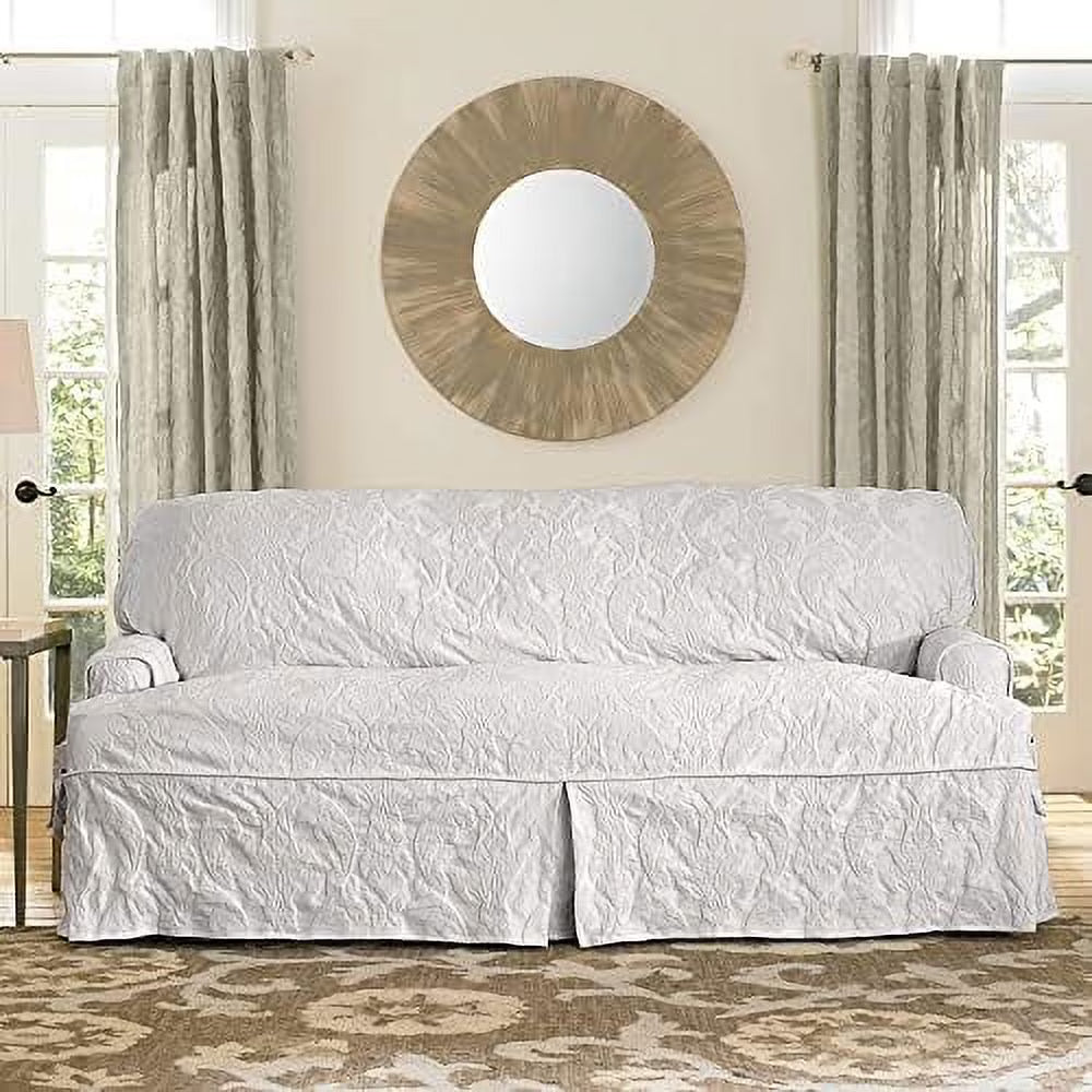 White T-Cushion Sofa Slipcover V91963
