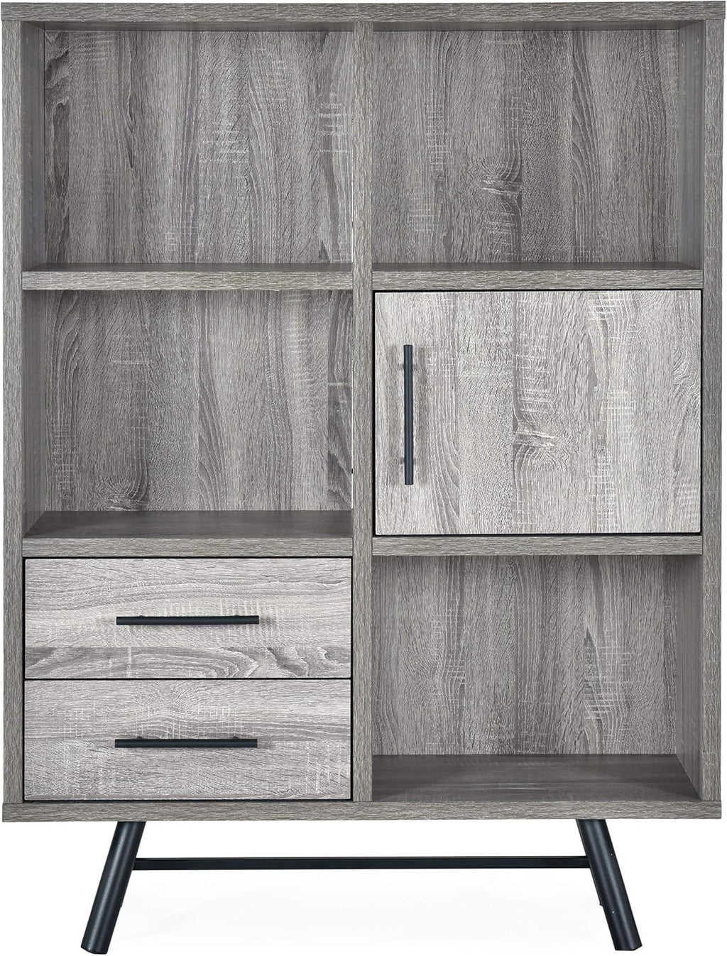 Brown Oak Black 6 Shelf Cabinet V919712