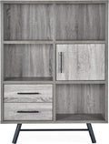 Brown Oak Black 6 Shelf Cabinet V919712
