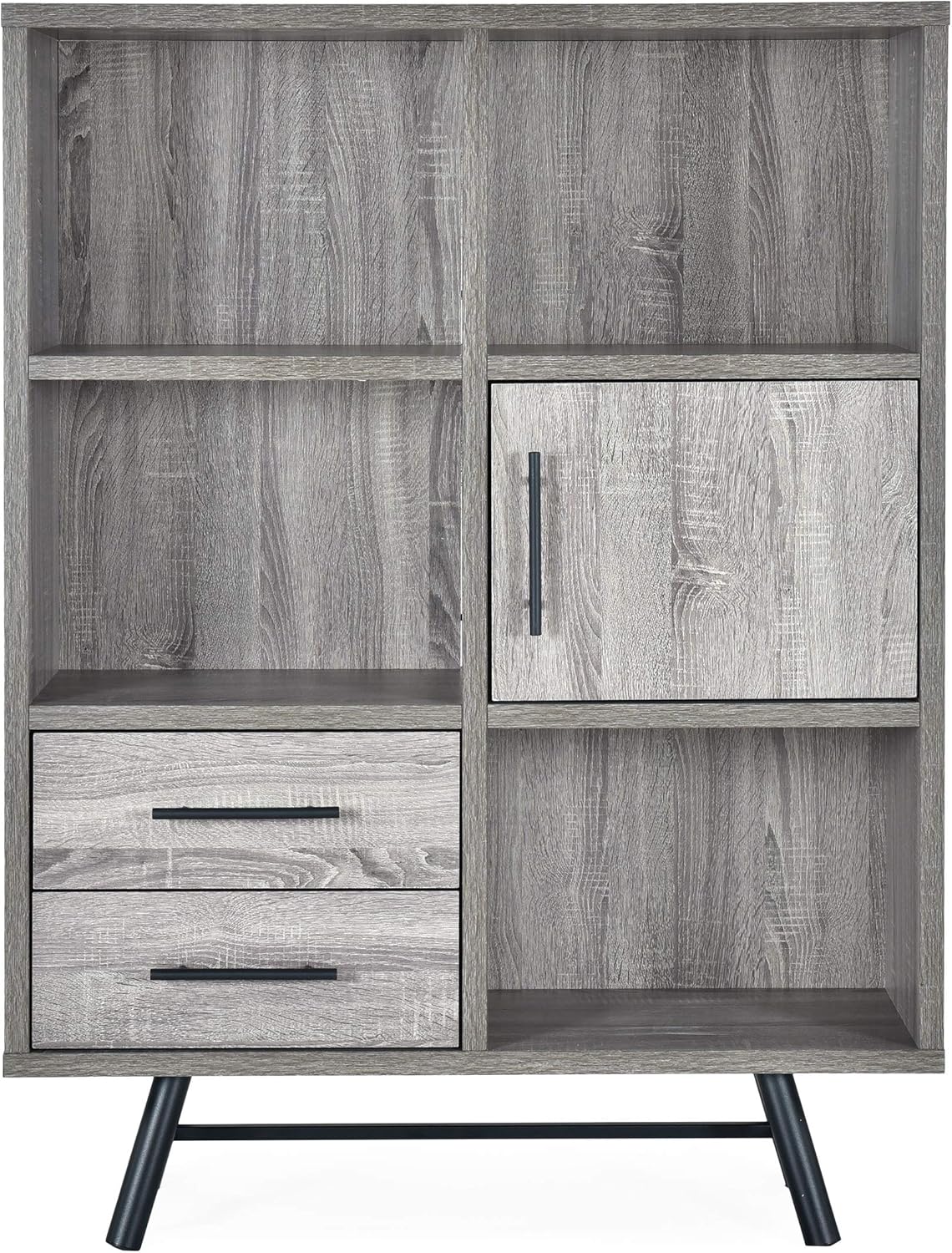 Brown Oak Black 6 Shelf Cabinet V919712