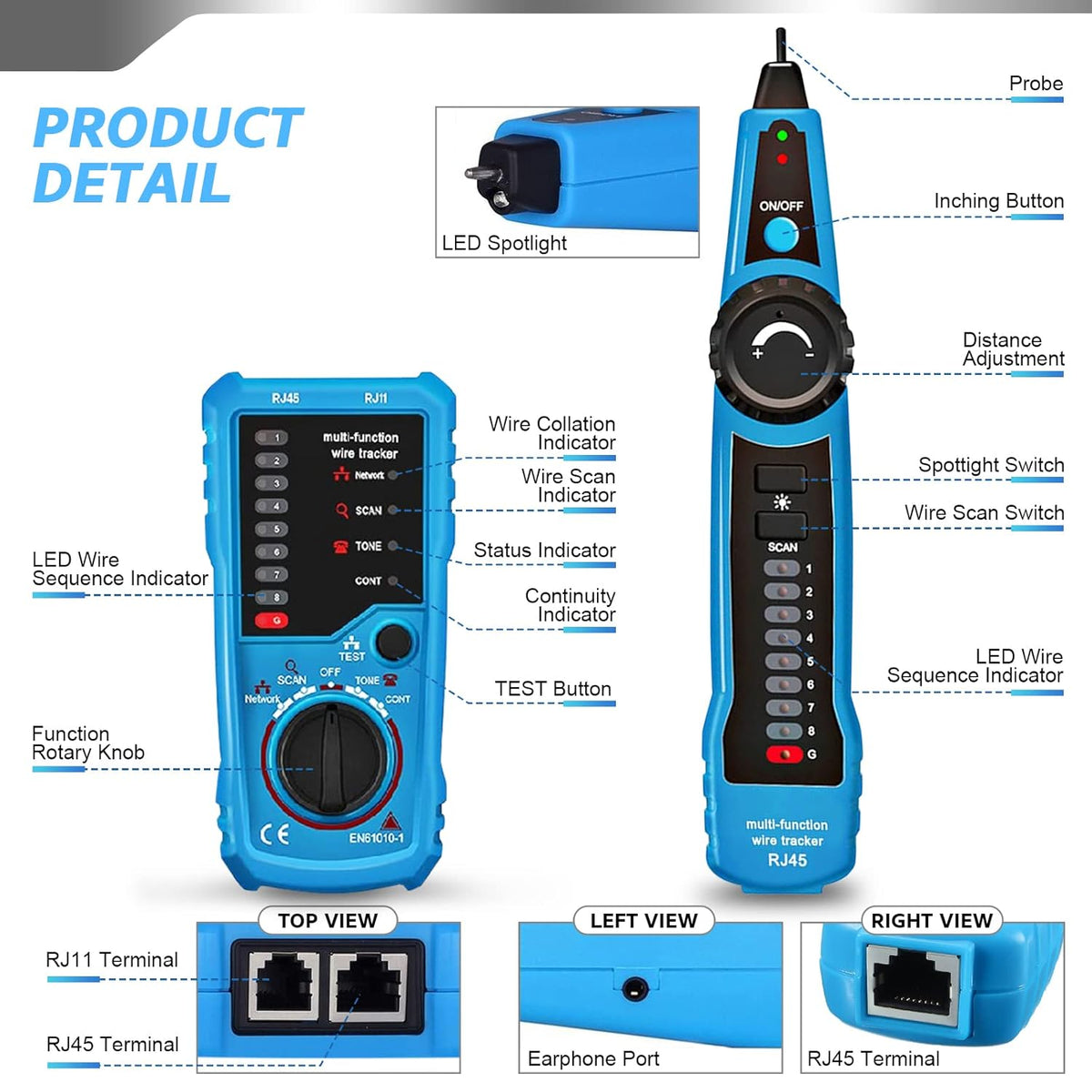 RJ11 RJ45 Cable Tester Toner Ethernet LAN Tester, Pack of 2 P4786