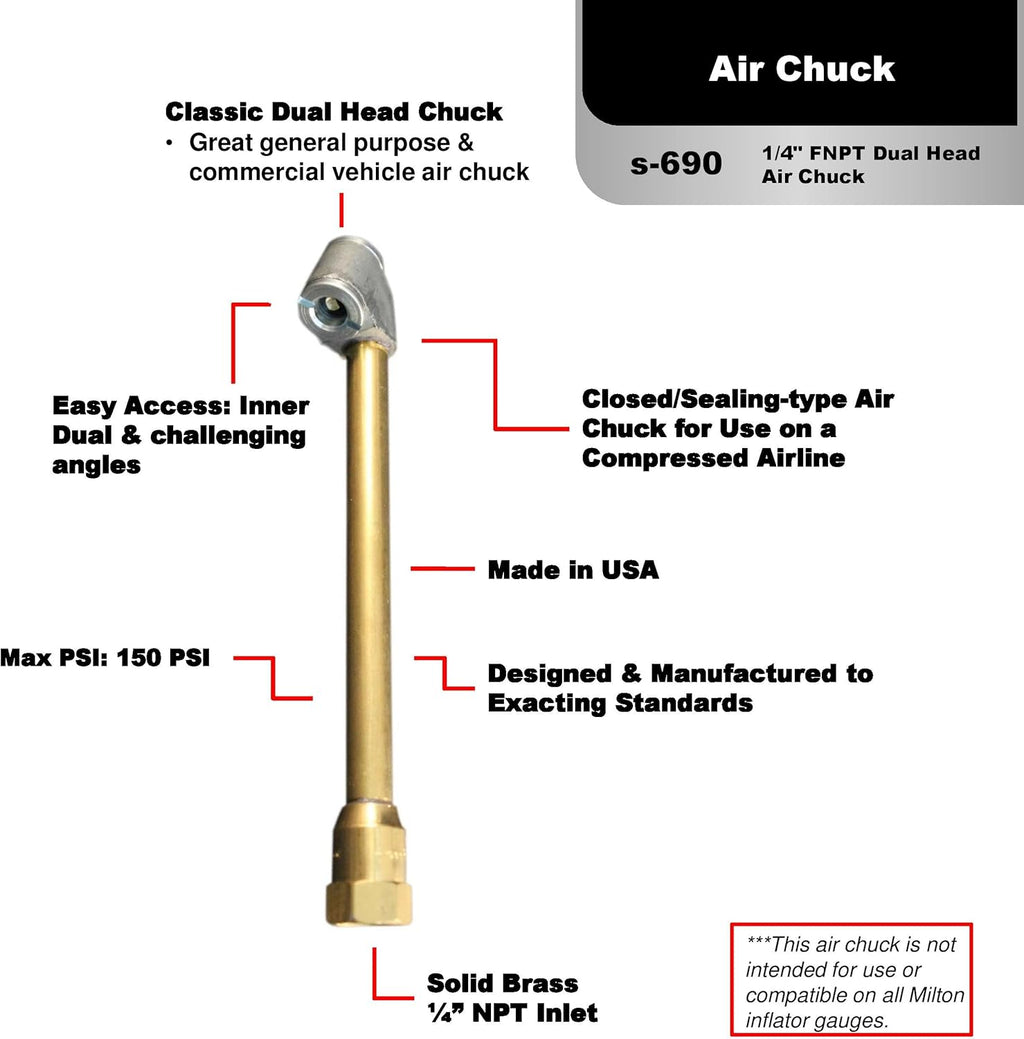1/4" FNPT Dual Head Air Chuck Inflator - Box of 10 F971681