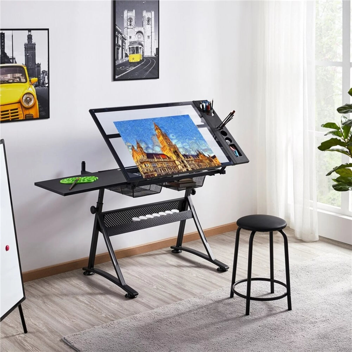 Height Adjustable Drawing Desk with Chair B58485