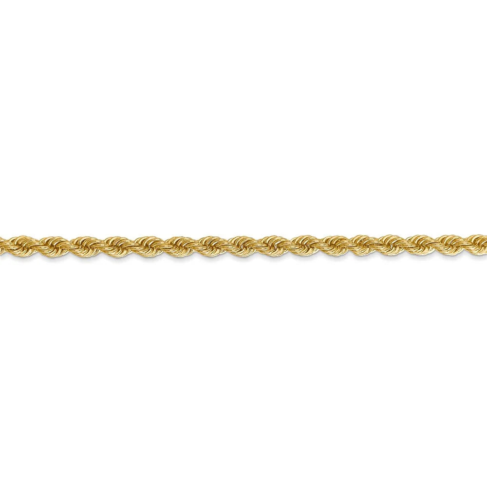 14kt Yellow Gold 3mm Rope Chain 9 inch Lobster Clasp S810436