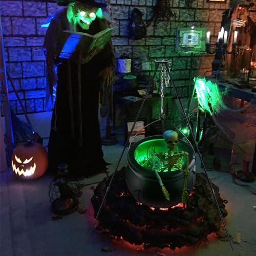 Black Plastic Cauldron with Tripod Stand L367024