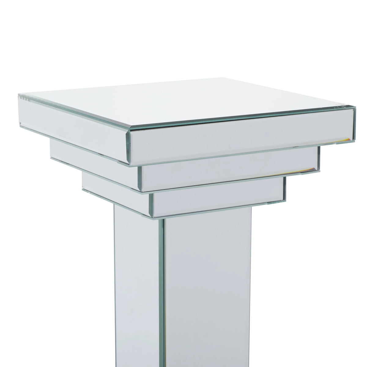 12" x 36" Silver Glass Mirrored Pedestal Table X9327