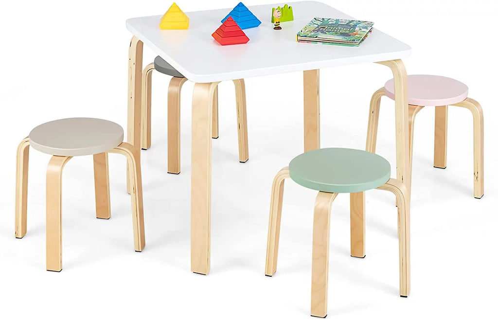 Kids Wooden Table and Stool Set, 5-Piece A1509