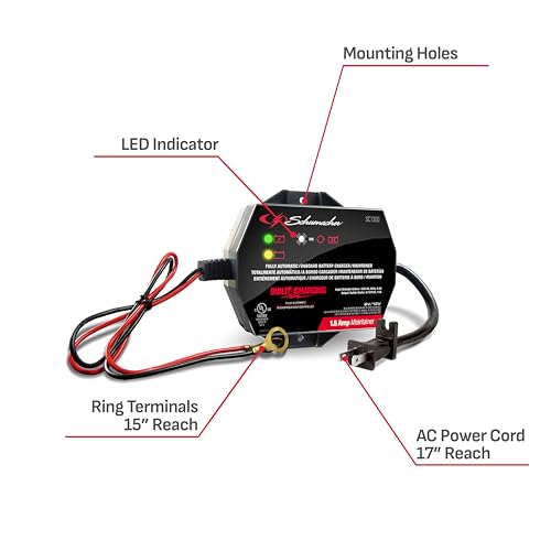 3-in-1 Fully Automatic 1.5 Amps 6 Volt 12 Volt Battery Charger and Maintainer Y8771