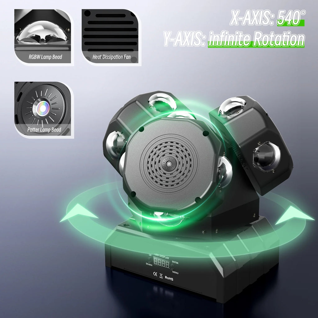3 Head RGBW DMX512 LED Moving Head Stage Light O109