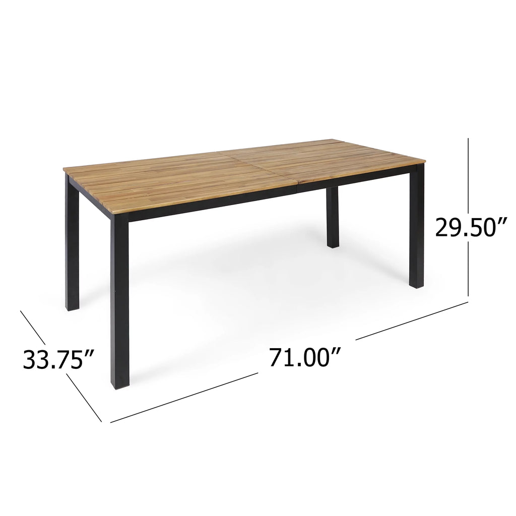 71" Wood Top Patio Dining Table W88557
