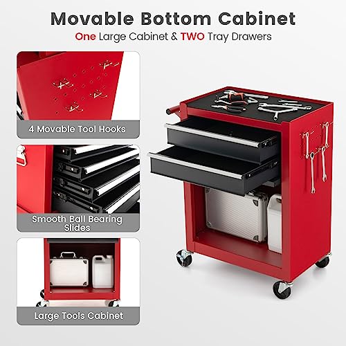 Rolling Tool Chest Cabinet with Wheels and Lock, 6 Drawers H825