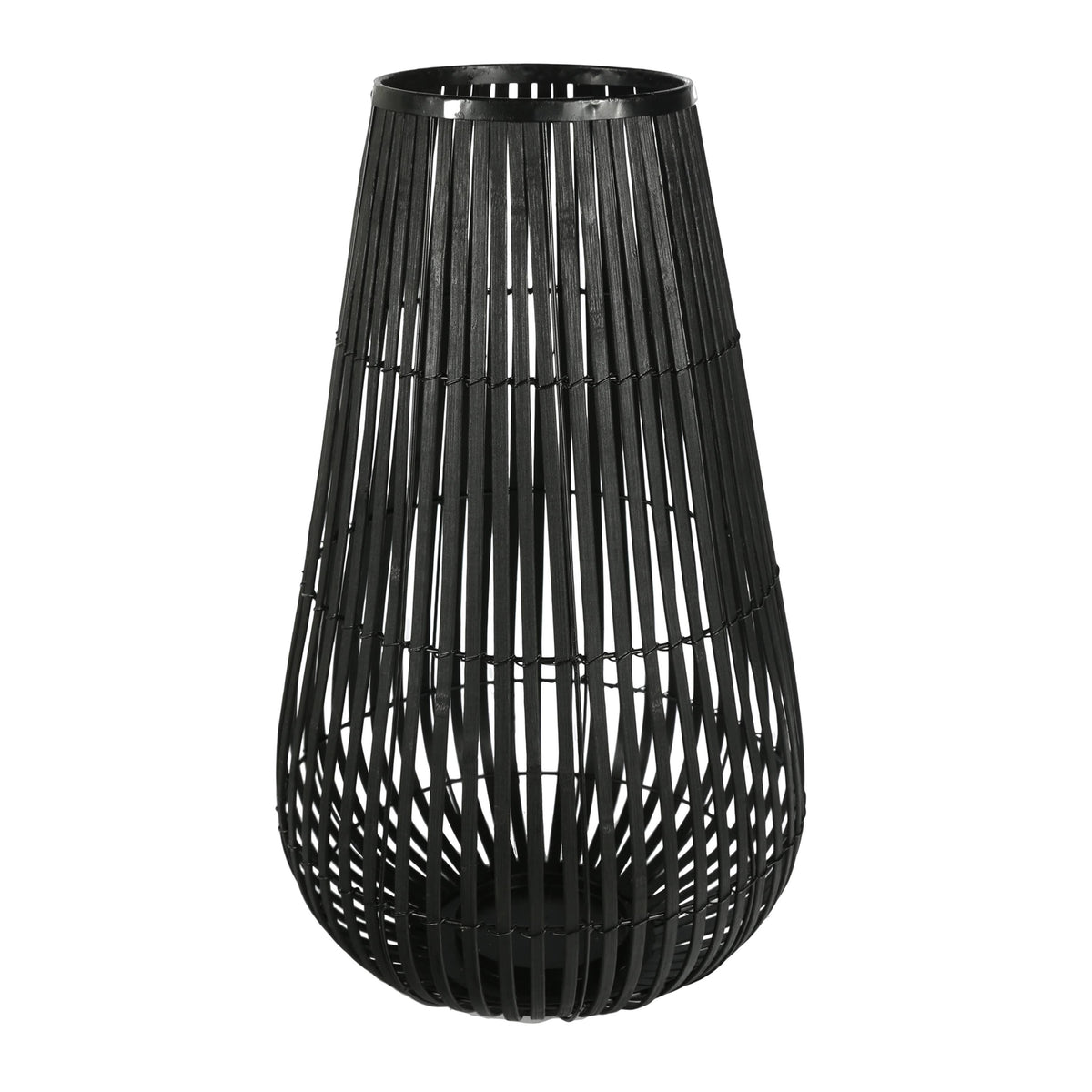 Black Metal Frame Lantern with Weaving P991299