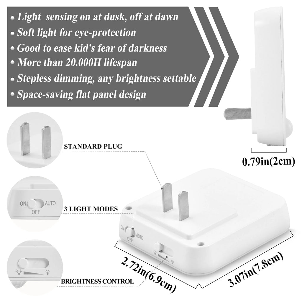 2 Pack LED Motion Sensor Night Light Plug into Wall R3769
