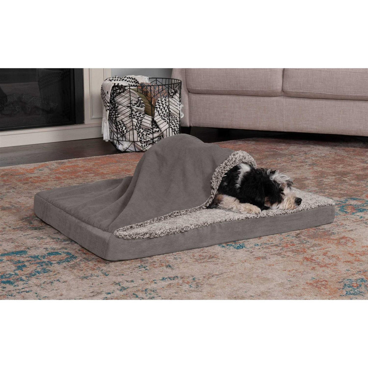 Berber & Suede Blanket Top Dog Bed C18951