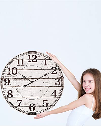 White Rustic Round Wooden Wall Clock Q766