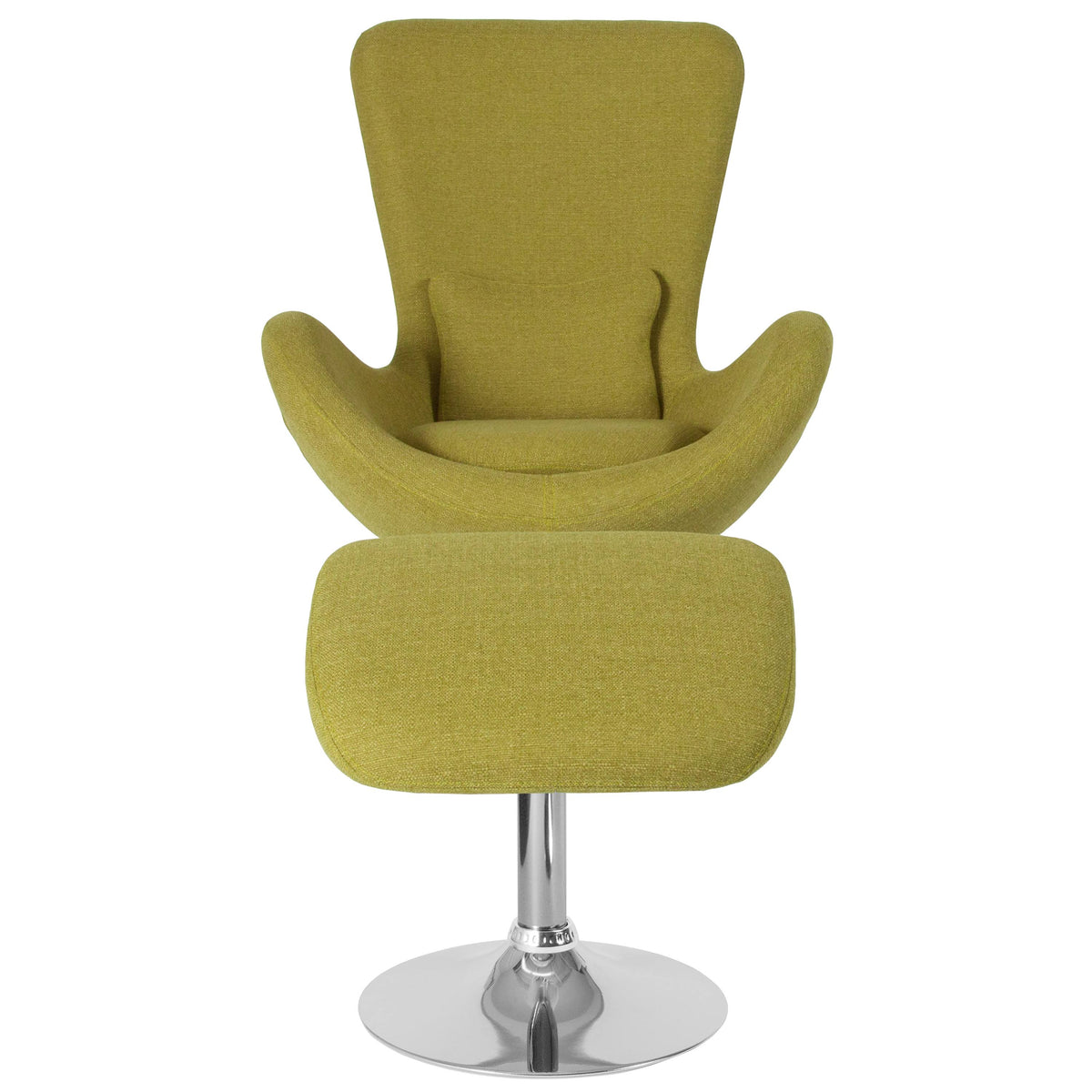 Green Fabric Side Reception Chair with Ottoman E980