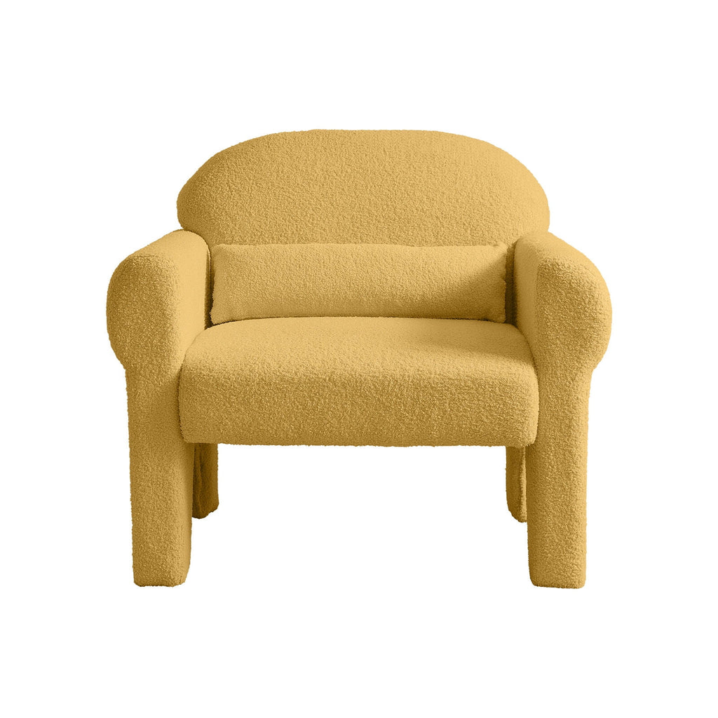 Small Modern Boucle Accent Chair with Lumbar Pillow U350724