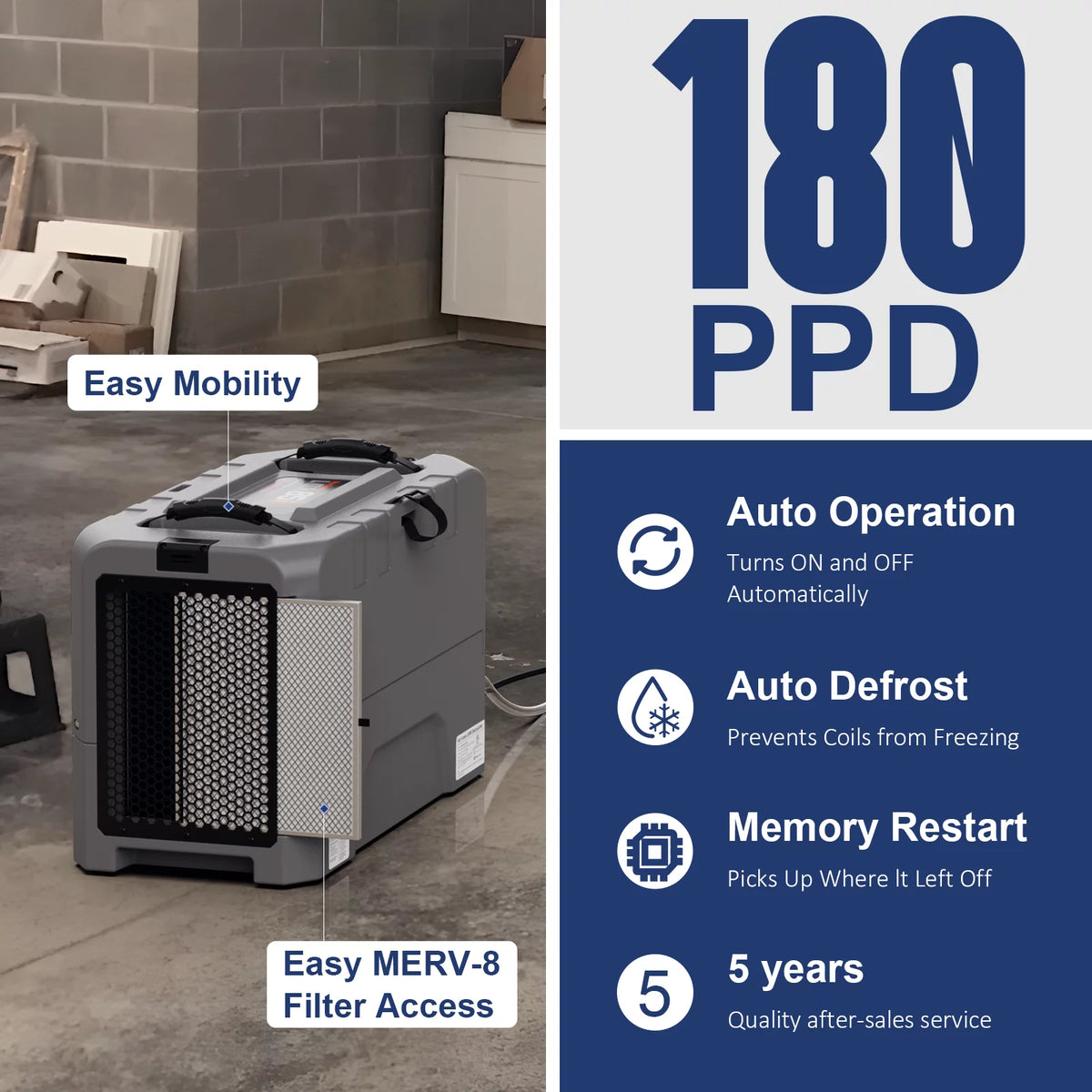 180 PPD Commercial Dehumidifiers with Pump J186