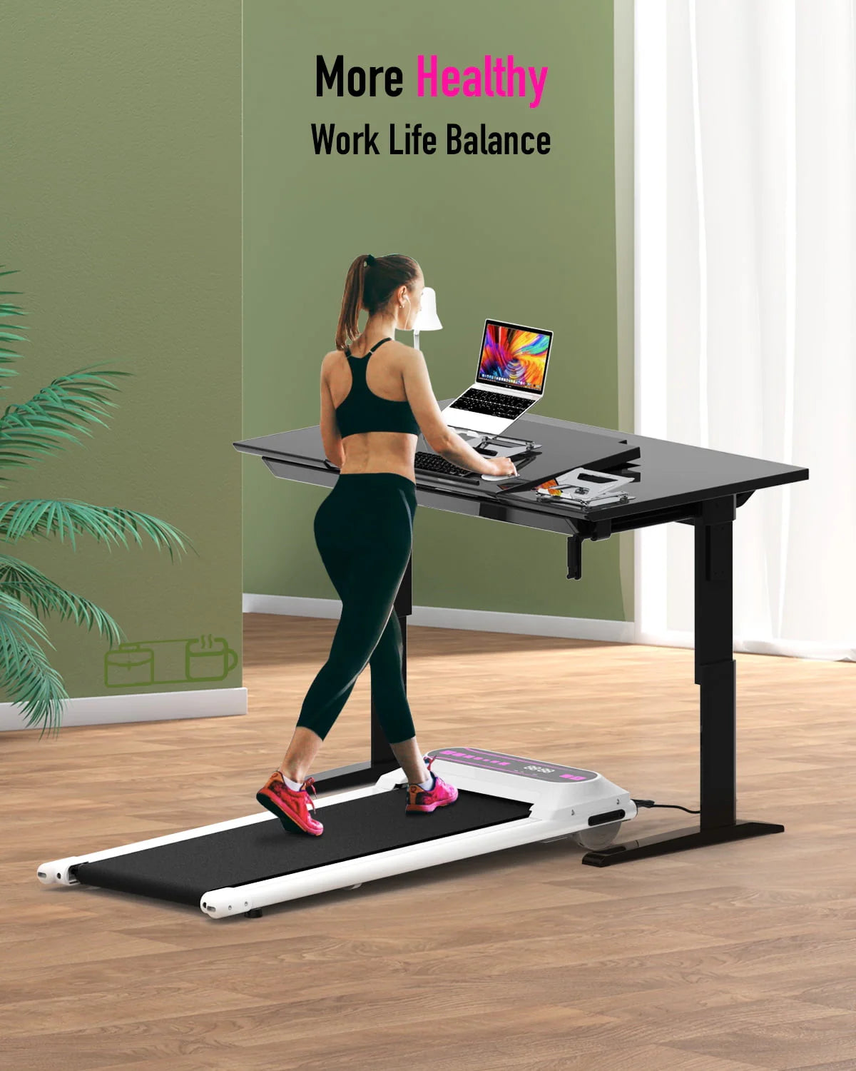 Pink 2.25HP Portable Walking Pad Treadmill N96393