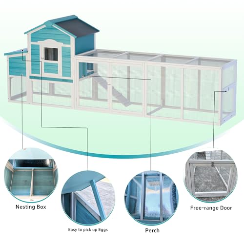 120'' Large Wooden Chicken Coop with Run S7504