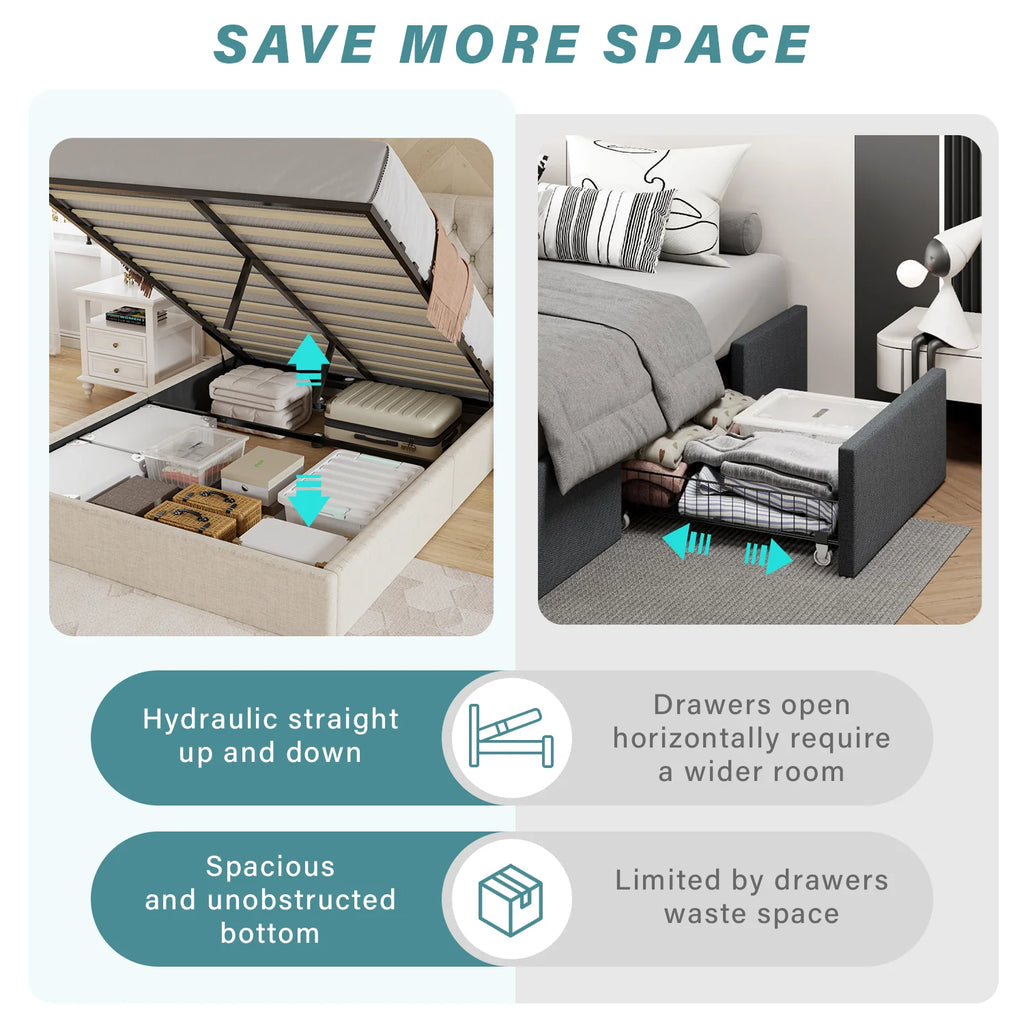 Queen Size Lift Up Storage Bed Frame G981