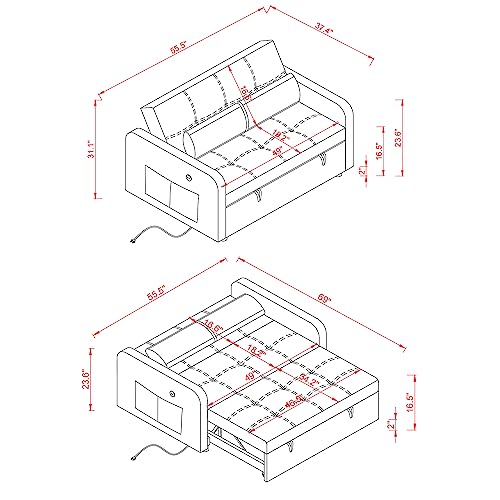 Velvet 3 in 1 Pull-Out Sleeper Sofa Chair B51496