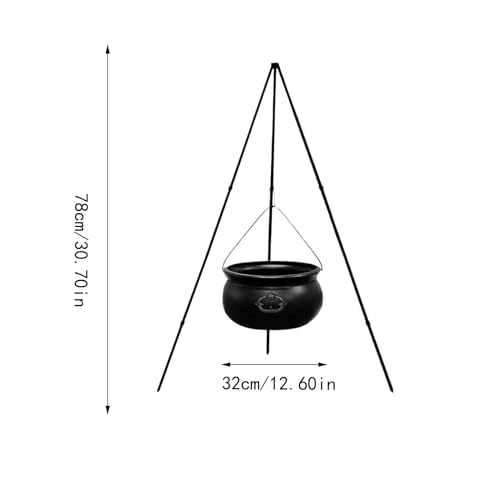 Black Plastic Cauldron with Tripod Stand L367024
