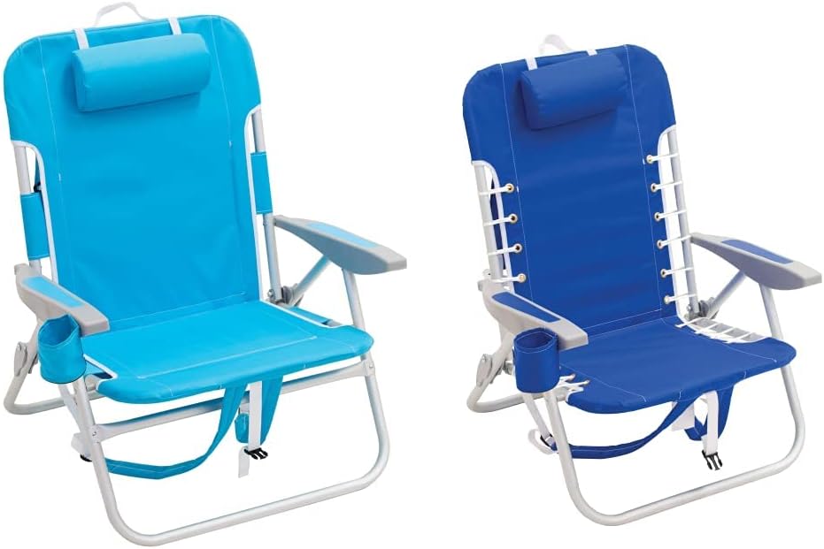 Turquoise & Light Blue Folding Backpack Beach Chair T12818