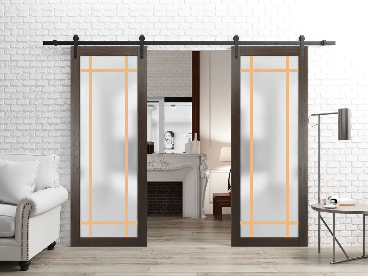 Double Barn Door 36 x 80 inches Solid Panel Interior Doors T1346