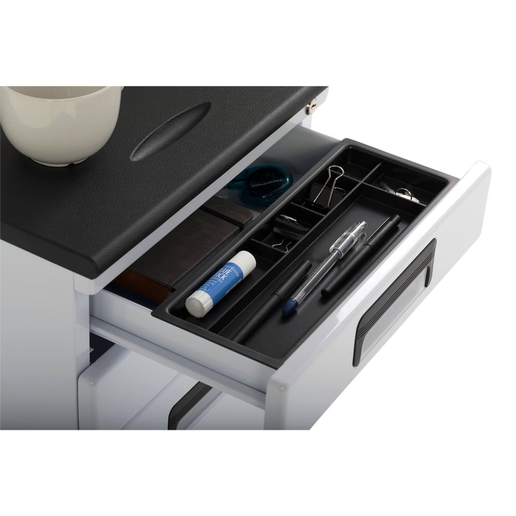 White/Black 3 Drawer Metal Rolling File Cabinet with Locking Drawers X154866