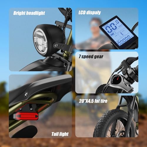 20" Fat Tire Electric Bike with Peak 1200W Motor, 48V 15A Battery, 7-Speed, Dual Disc Brakes B95649