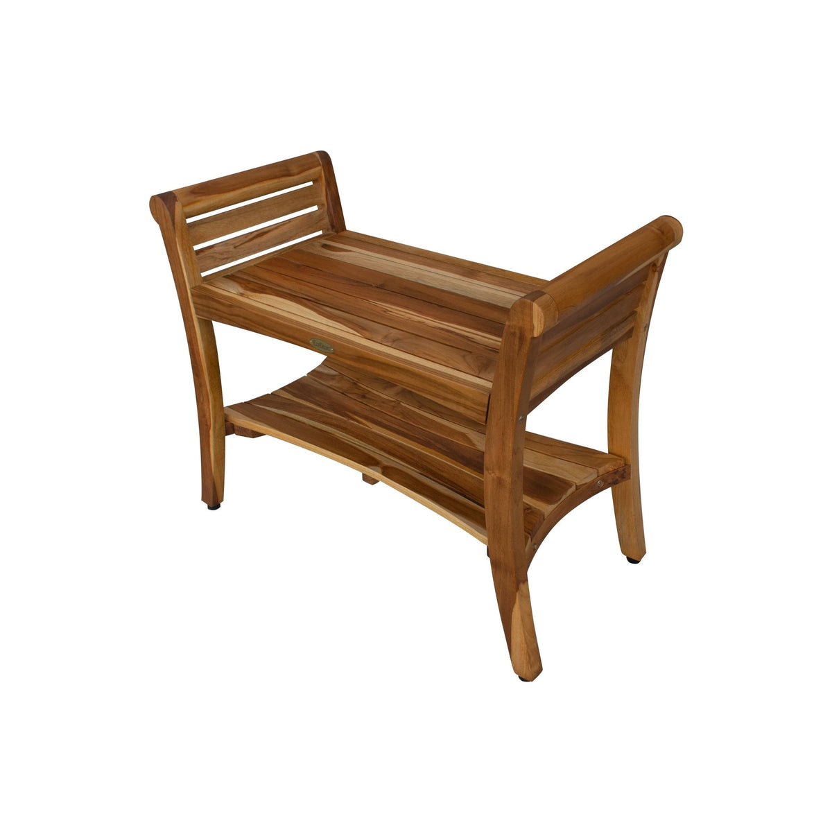 Solid Teak Shower Bench with Shelf E72644