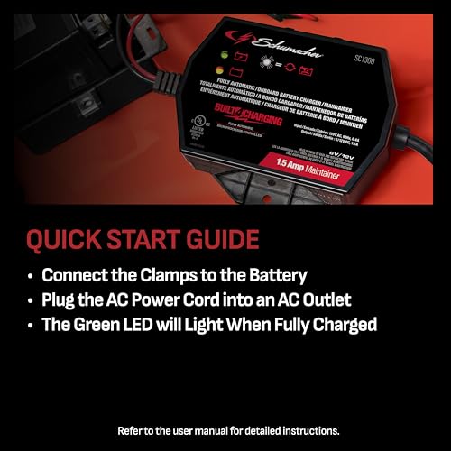 3-in-1 Fully Automatic 1.5 Amps 6 Volt 12 Volt Battery Charger and Maintainer Y8771