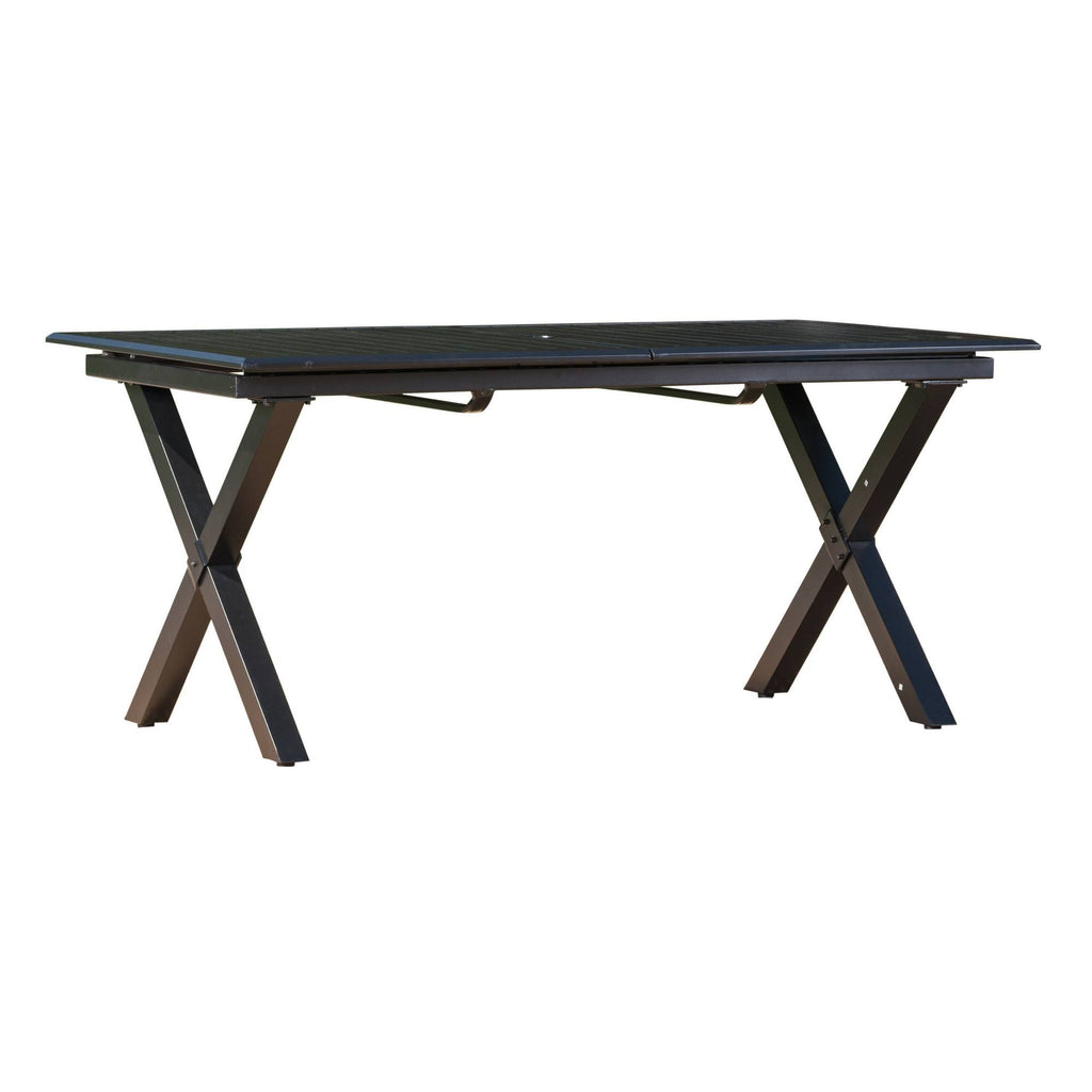 Black Cast Aluminum Rectangular Dining Table X58467
