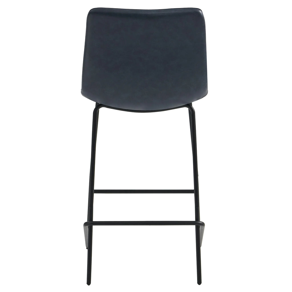 Navy Blue Faux Leather Counter Height Bar Stools, Set of 2 K18497