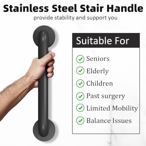Matte Black Metal Stair Handrail 12 Inch 1 Pack Q461