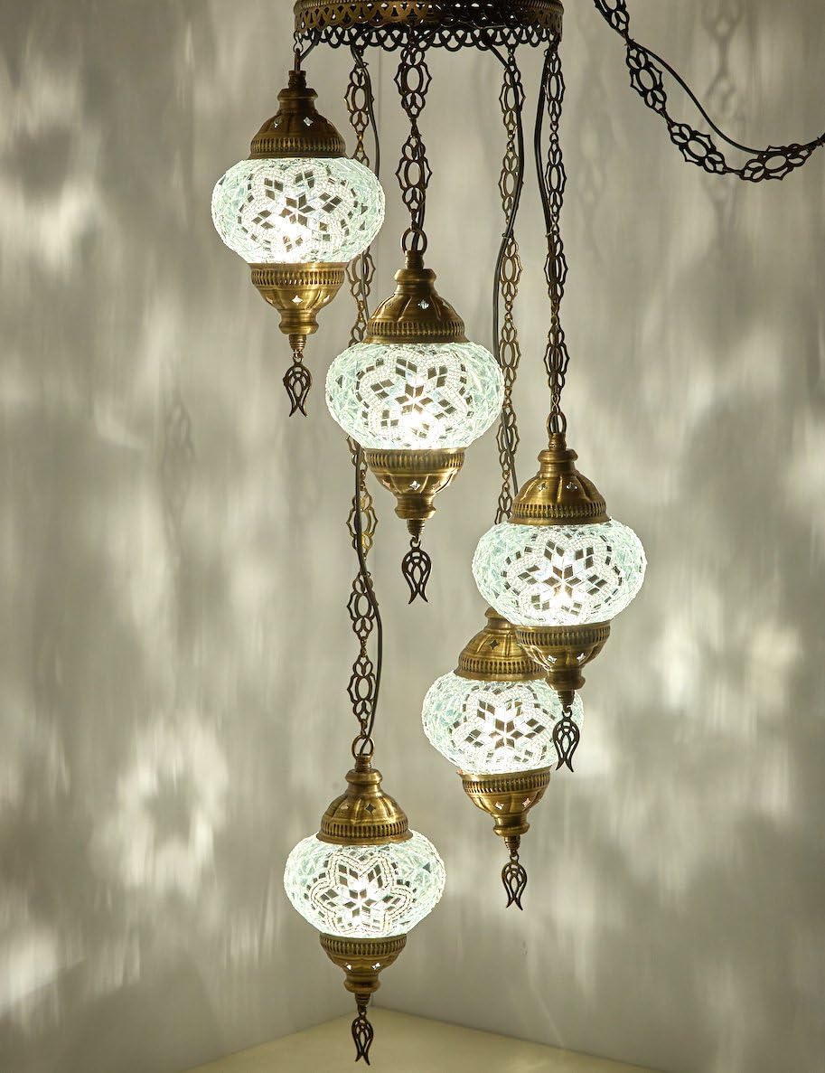 5 Globes Mosaic Ceiling Hanging Pendant Light Fixture G754396