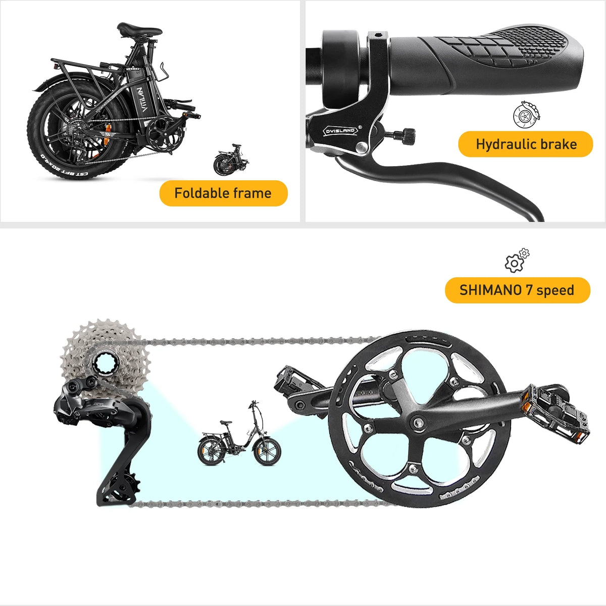 750W 20" Fat Tire Folding Step-Thru Electric Bike A33707