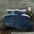 Indigo 3-Piece King Linen Velvet Duvet Cover Set V124770
