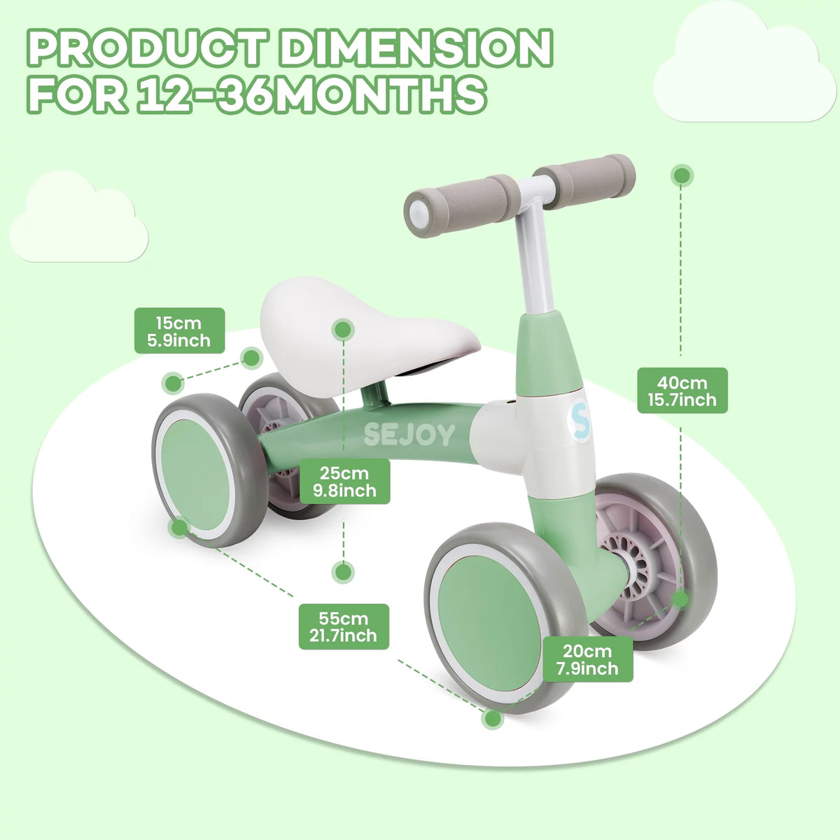 Baby Balance Bike 4 Wheels Walker I77448
