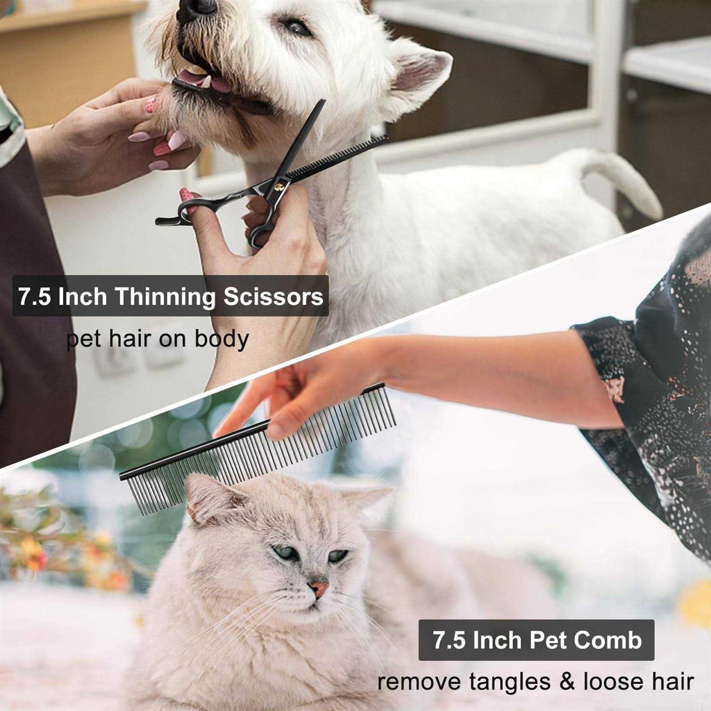 7 Inch Dog Grooming Scissors Kit with Curved Scissors N1477