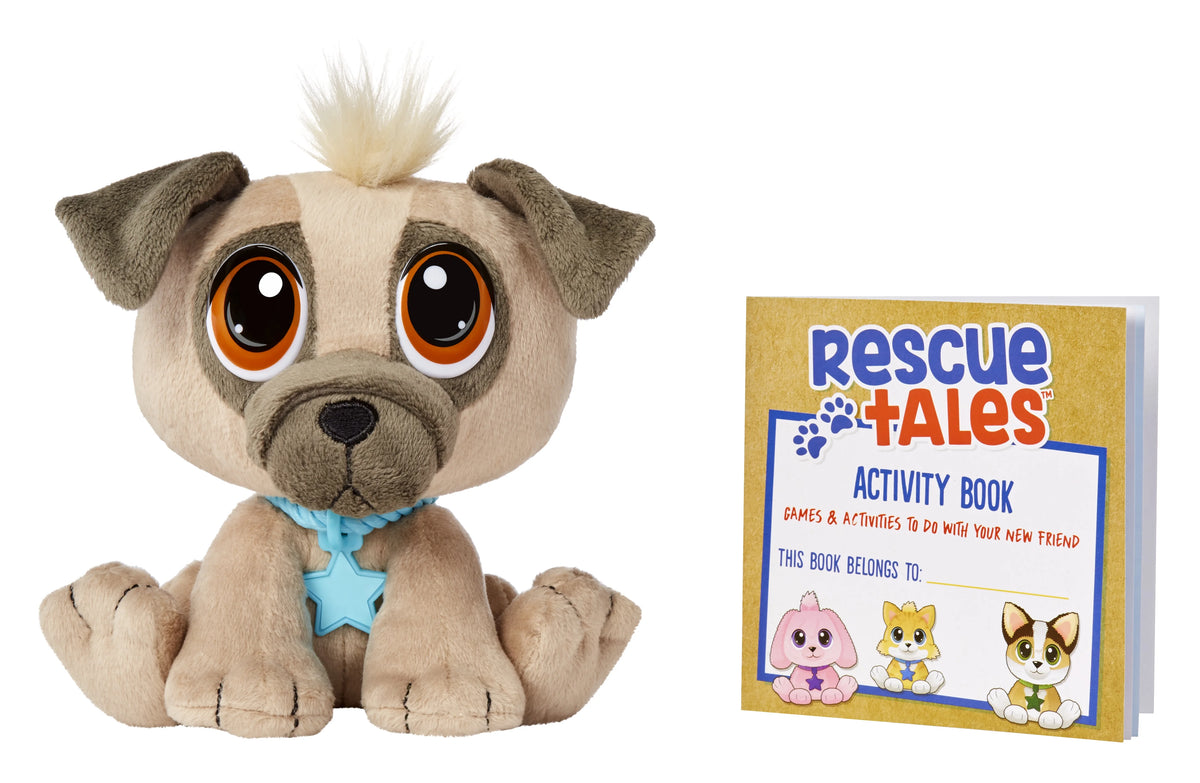 Pug Plush Toy with Collar, Tag, Doghouse, Stickers, Activities A1088