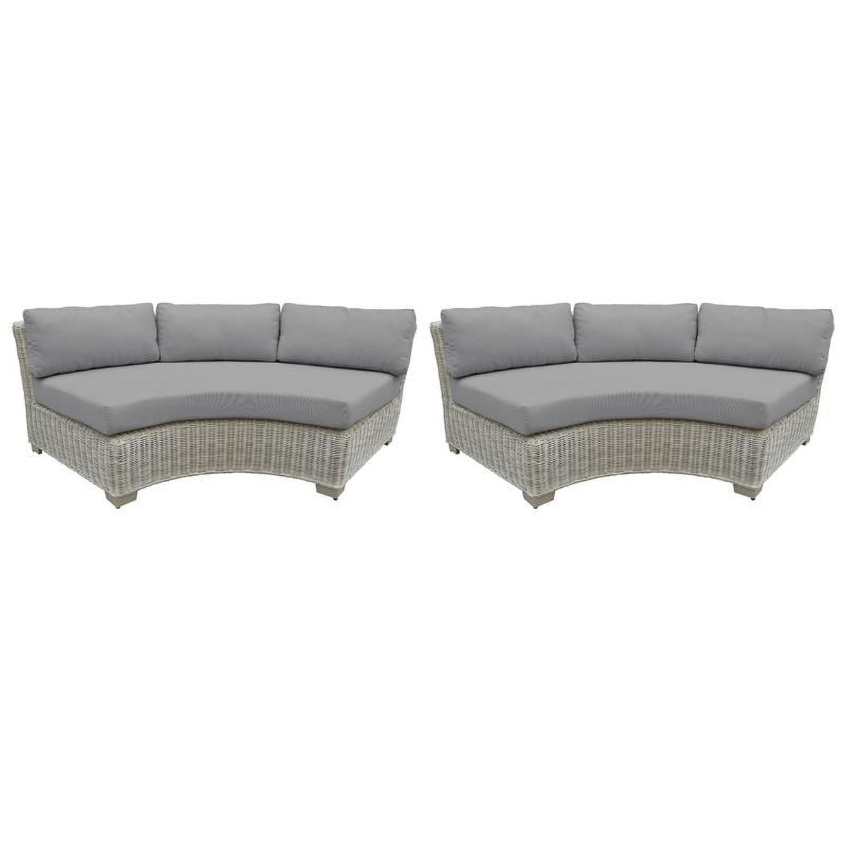 Curved Armless Outdoor Wicker Sofa in Grey Q97019