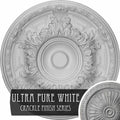 19 inch x 1 1/2 inch Hand-Painted White Crackle Ceiling Medallion B319