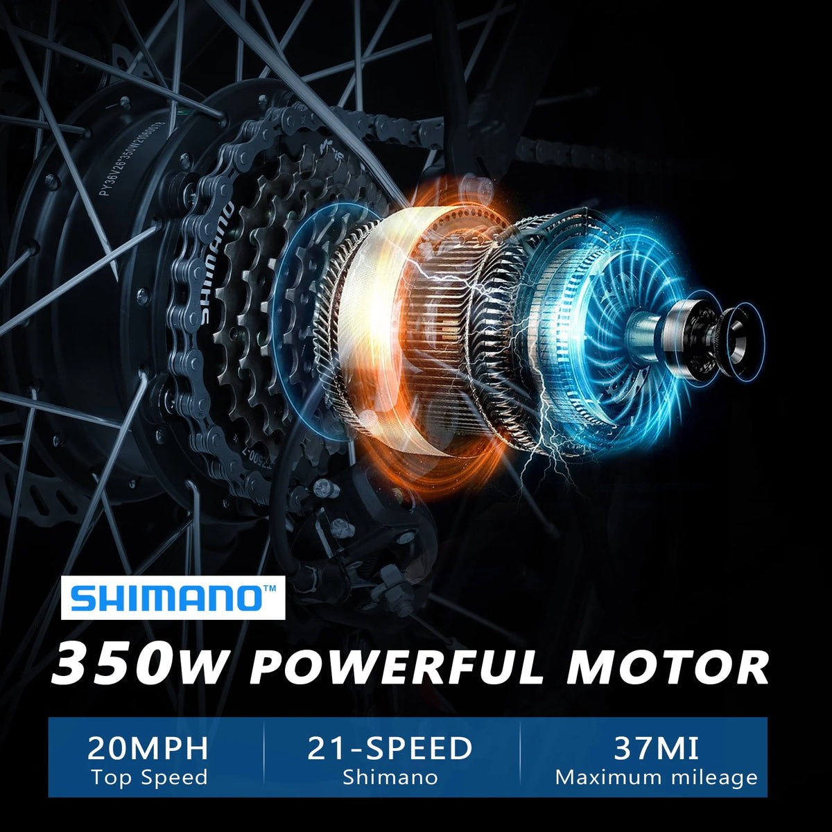 350W 26 Orange Electric Mountain Bike 21 Speed T935923