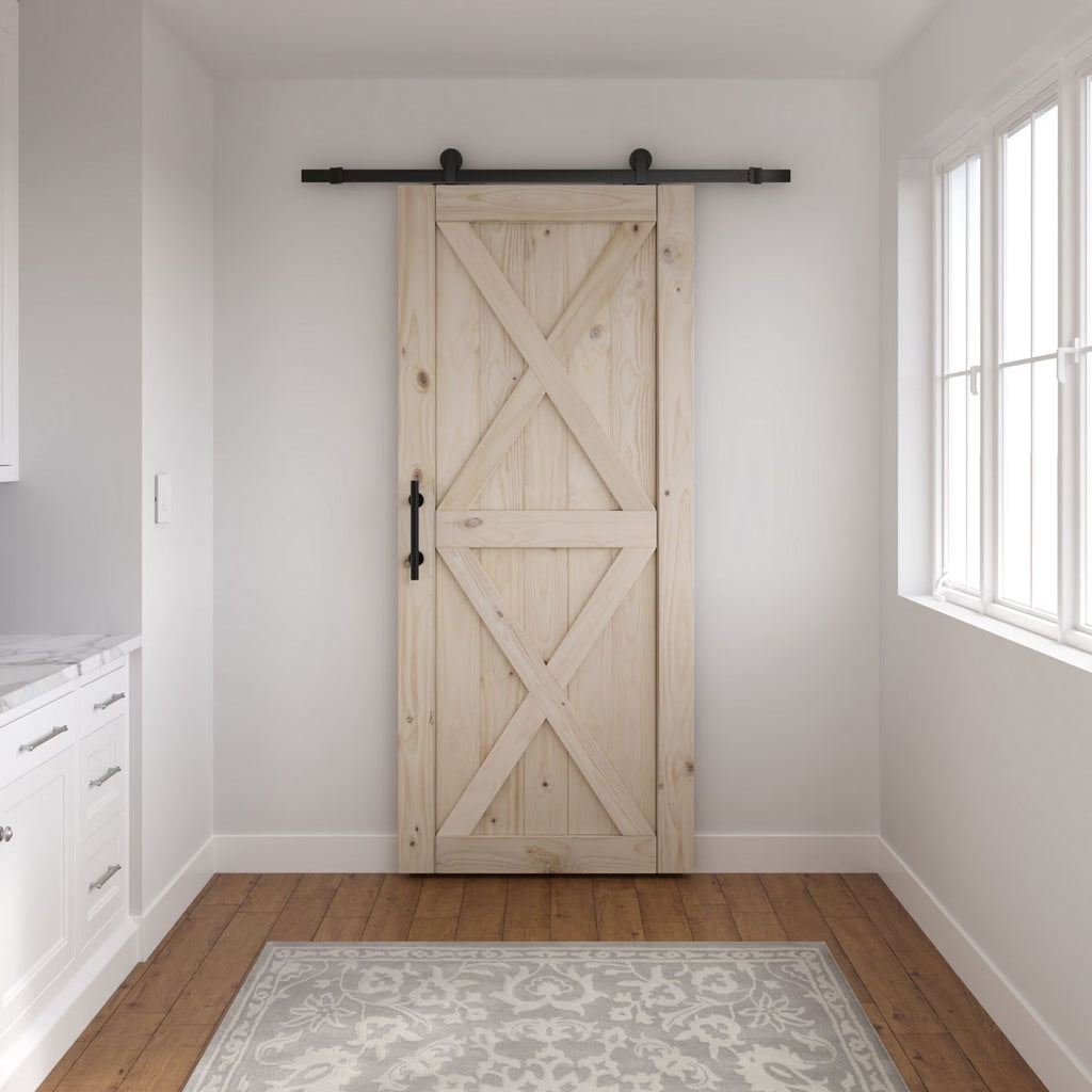 Unfinished Pine Double X-Brace Barn Door Slab Only N91723